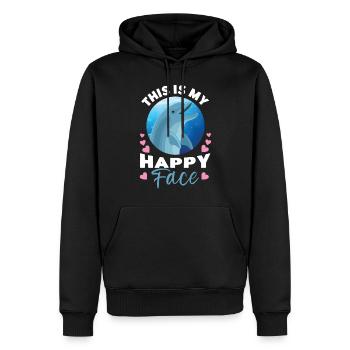 Dolphin This Is My Happy Face - Männer Premium Bio Hoodie - Schwarz - Vorne - Nico (187cm)