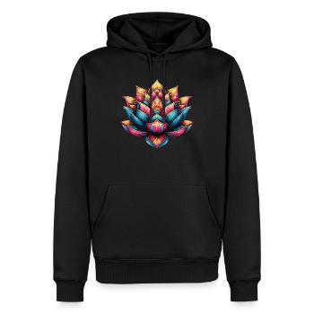 Fleur de lotus - Sweat à capuche Premium bio Homme - noir - Devant - Nico (187cm)