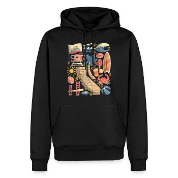 Kalifornien - Männer Premium Bio Hoodie - Schwarz - Vorne - Nico (187cm)