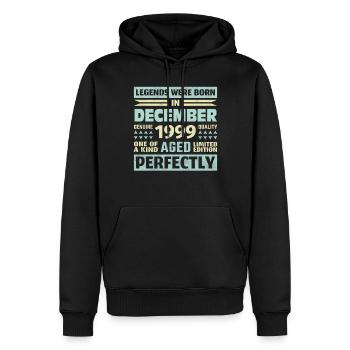 24e anniversaire Décembre Millésime 1999 Millésime - Sweat à capuche Premium bio Homme - noir - Devant - Nico (187cm)