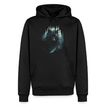loup-garou loup loup mythologie jeu de rôle animal - Sweat à capuche Premium bio Homme - noir - Devant - Nico (187cm)