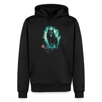 loup-garou loup loup mythologie jeu de rôle animal - Sweat à capuche Premium bio Homme - noir - Devant - Nico (187cm)