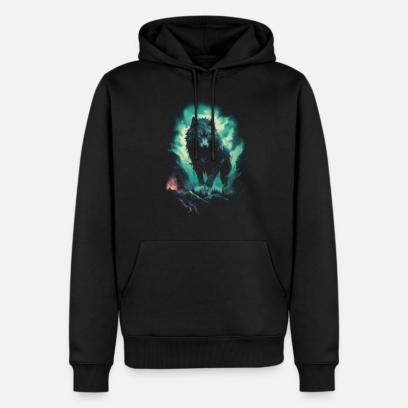 Werwolf Wolf Mythologie Rollenspiele Tier - Männer Premium Bio Hoodie - Schwarz