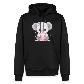 Kawaii Koala trinkt Boba Bubble Tea Chibi - Männer Premium Bio Hoodie - Schwarz - Vorne - Nico (187cm)