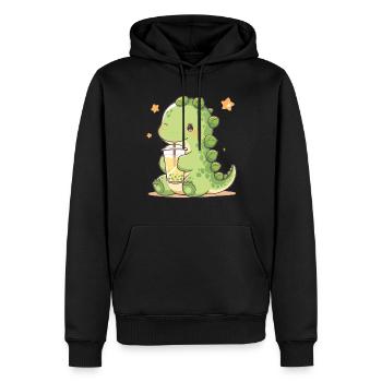 Kawaii Dinosaure Boissons Boba Bubble Tea Chibi - Sweat à capuche Premium bio Homme - noir - Devant - Nico (187cm)
