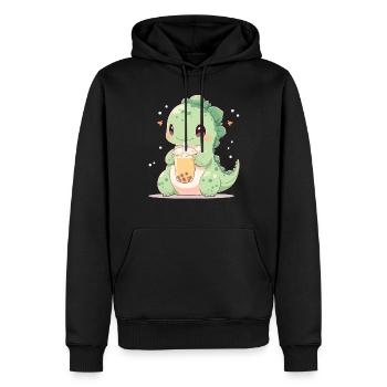Kawaii Dinosaure Boissons Boba Bubble Tea Chibi - Sweat à capuche Premium bio Homme - noir - Devant - Nico (187cm)