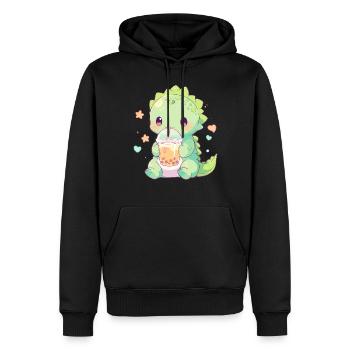 Kawaii Dinosaure Boissons Boba Bubble Tea Chibi - Sweat à capuche Premium bio Homme - noir - Devant - Nico (187cm)