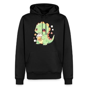 Kawaii Dinosaure Boissons Boba Bubble Tea Chibi - Sweat à capuche Premium bio Homme - noir - Devant - Nico (187cm)