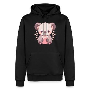 Kawaii Koala trinkt Boba Bubble Tea Chibi - Männer Premium Bio Hoodie - Schwarz - Vorne - Nico (187cm)