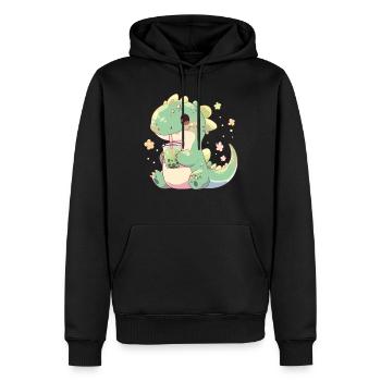 Kawaii Dinosaure Boissons Boba Bubble Tea Chibi - Sweat à capuche Premium bio Homme - noir - Devant - Nico (187cm)