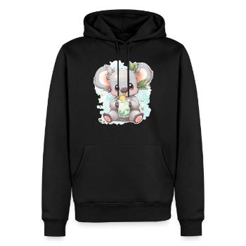 Kawaii Koala trinkt Boba Bubble Tea Chibi - Männer Premium Bio Hoodie - Schwarz - Vorne - Nico (187cm)