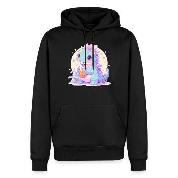 Kawaii Dinosaure Boissons Boba Bubble Tea Chibi - Sweat à capuche Premium bio Homme - noir - Devant - Nico (187cm)