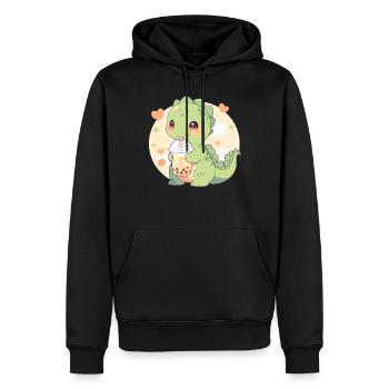 Kawaii Dinosaure Boissons Boba Bubble Tea Chibi - Sweat à capuche Premium bio Homme - noir - Devant - Nico (187cm)