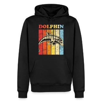 Dolphin Retro Vintage Dolphin - Männer Premium Bio Hoodie - Schwarz - Vorne - Nico (187cm)
