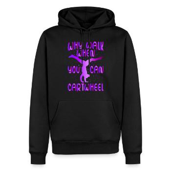 Pourquoi marcher quand on peut faire la roue - Sweat à capuche Premium bio Homme - noir - Devant - Nico (187cm)