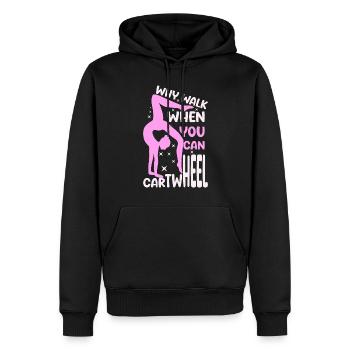 Pourquoi marcher quand on peut faire la roue - Sweat à capuche Premium bio Homme - noir - Devant - Nico (187cm)