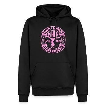 Pourquoi marcher quand on peut faire la roue - Sweat à capuche Premium bio Homme - noir - Devant - Nico (187cm)