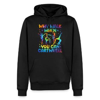 Pourquoi marcher quand on peut faire la roue - Sweat à capuche Premium bio Homme - noir - Devant - Nico (187cm)