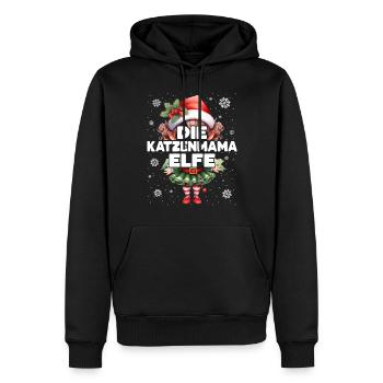 Katzenmama Elfe Lustiger Elf Weihnachtsoutfit - Männer Premium Bio Hoodie - Schwarz - Vorne - Nico (187cm)