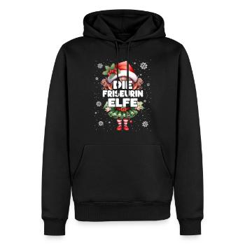 Friseurin Elfe Lustiger Elf Weihnachtsoutfit - Männer Premium Bio Hoodie - Schwarz - Vorne - Nico (187cm)