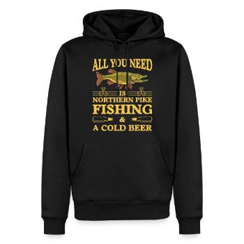 Fischer Fischfänger Fischer Nordischer Hecht - Männer Premium Bio Hoodie - Schwarz - Vorne - Nico (187cm)
