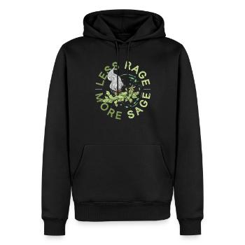 Fumigation d’appartement Moins de rage Plus de sauge - Sweat à capuche Premium bio Homme - noir - Devant - Nico (187cm)