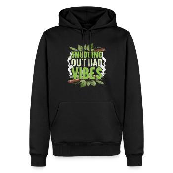 Smudging Out Bad Vibes Wohnung Ausräuchern - Männer Premium Bio Hoodie - Schwarz - Vorne - Nico (187cm)
