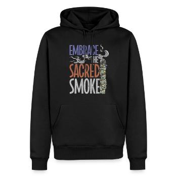 Smudging Embrace The Sacred Smoke - Männer Premium Bio Hoodie - Schwarz - Vorne - Nico (187cm)