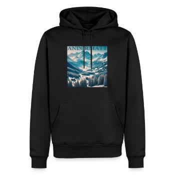 Andermatt, Switzerland - Skiing holiday in breathtaking - Men’s Premium Organic Hoodie - black - Front - Nico (187cm)