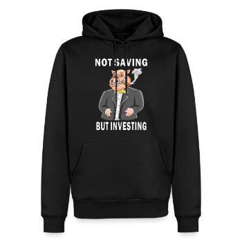 NOT SAVING BUT INVESTING - Männer Premium Bio Hoodie - Schwarz - Vorne - Nico (187cm)