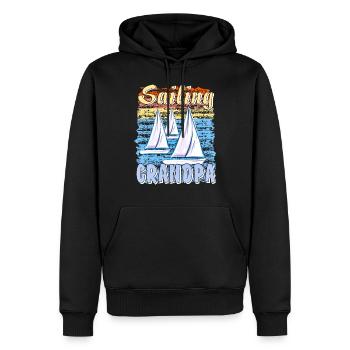 BOOTE SAILING GRANDPA - Männer Premium Bio Hoodie - Schwarz - Vorne - Nico (187cm)