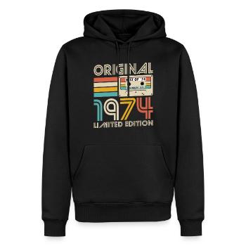 50th Birthday Vintage 1974 Original 1974 - Men’s Premium Organic Hoodie - black - Front - Nico (187cm)
