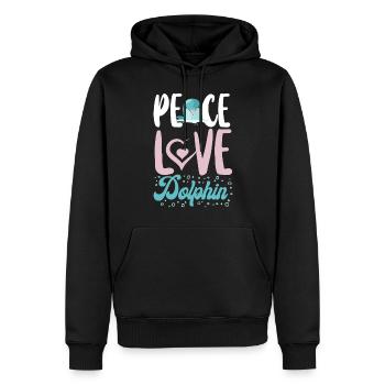 Dolphin Peace Love Dolphin - Männer Premium Bio Hoodie - Schwarz - Vorne - Nico (187cm)