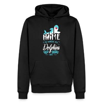 Dolphin Home est l’endroit où mes dauphins - Sweat à capuche Premium bio Homme - noir - Devant - Nico (187cm)