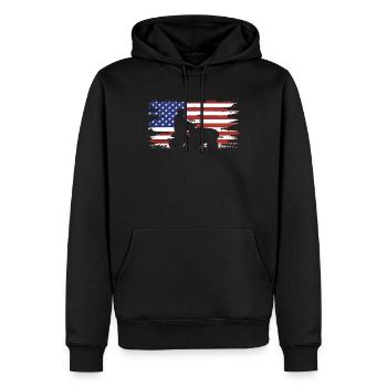 Tondeuse de course drôle Drapeau américain - Sweat à capuche Premium bio Homme - noir - Devant - Nico (187cm)