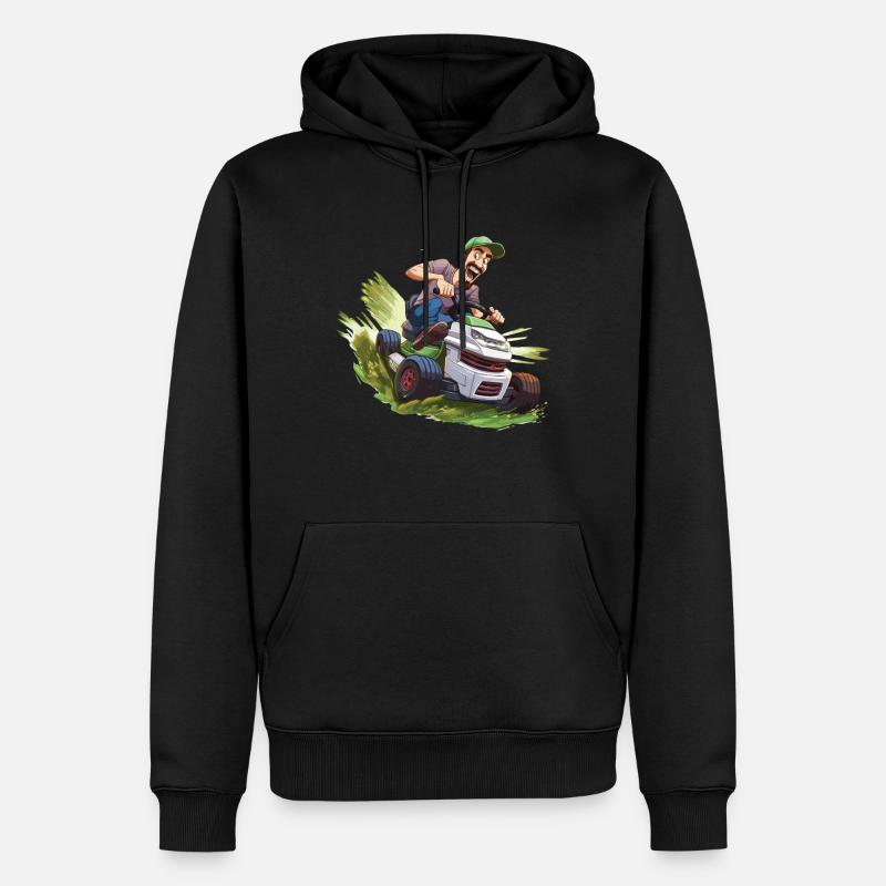Lustiger Rasenmäher - Männer Premium Bio Hoodie - Schwarz