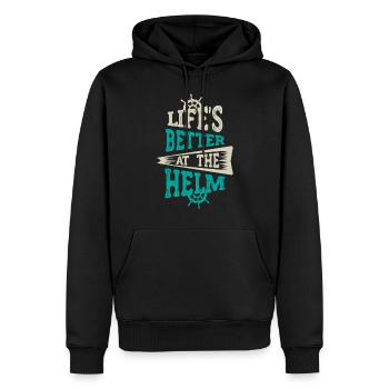 Bootskapitän Lustiger Bootssegelsee Boater - Männer Premium Bio Hoodie - Schwarz - Vorne - Nico (187cm)