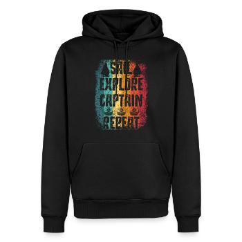 Bootskapitän Lustiger Bootssegelsee Boater - Männer Premium Bio Hoodie - Schwarz - Vorne - Nico (187cm)