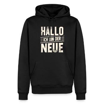 Neuer Job erster Arbeitstag Vorstellung Arbeit - Männer Premium Bio Hoodie - Schwarz - Vorne - Nico (187cm)