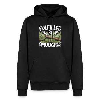 Wohnung Ausräuchern Fulfilled By Smudging - Männer Premium Bio Hoodie - Schwarz - Vorne - Nico (187cm)