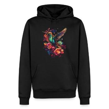 Kolibri Blume Vogelliebhaber Tier - Männer Premium Bio Hoodie - Schwarz - Vorne - Nico (187cm)