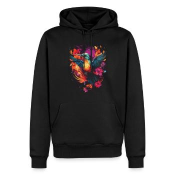 Kolibri Kunstwerk Bunt Vogelliebhaber - Männer Premium Bio Hoodie - Schwarz - Vorne - Nico (187cm)
