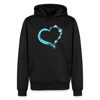 Coeur de dauphin - Sweat à capuche Premium bio Homme - noir - Devant - Nico (187cm)