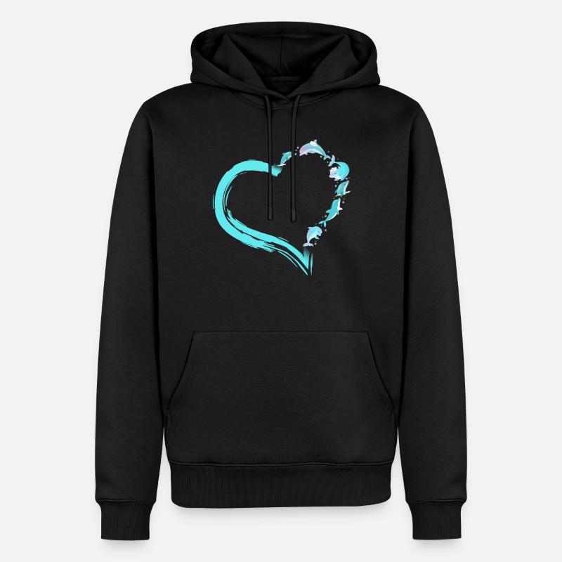 Coeur de dauphin - Sweat à capuche Premium bio Homme - noir