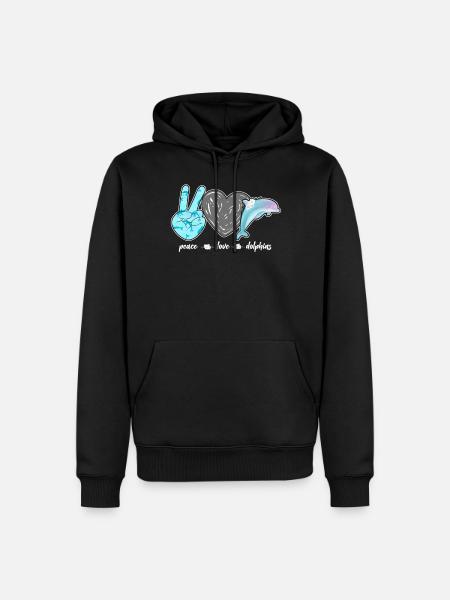 Dolphin Peace Love Dolphin - Herre Premium økologisk hoodie - sort