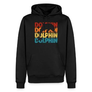 Dolphin Retro Vintage Dolphin - Männer Premium Bio Hoodie - Schwarz - Vorne - Nico (187cm)