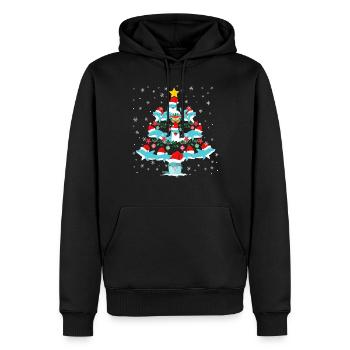 Arbre de Noël dauphin - Sweat à capuche Premium bio Homme - noir - Devant - Nico (187cm)