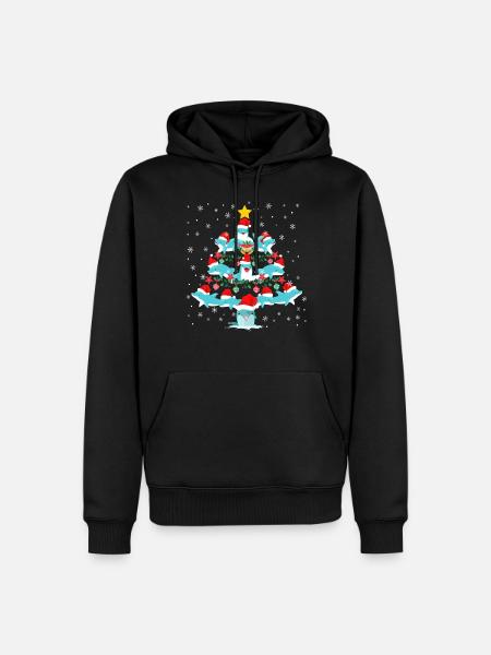 Dolphin Christmas Tree - Men’s Premium Organic Hoodie - black