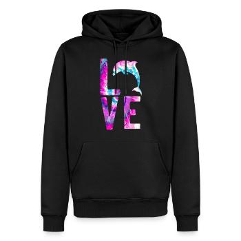 Dolphin Watercolor Love - Männer Premium Bio Hoodie - Schwarz - Vorne - Nico (187cm)