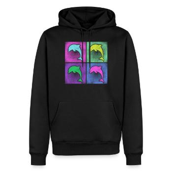 Dauphin rétro des années 80 des années 90 Vintage - Sweat à capuche Premium bio Homme - noir - Devant - Nico (187cm)